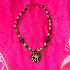 Turquoise & Brass Beaded Necklace